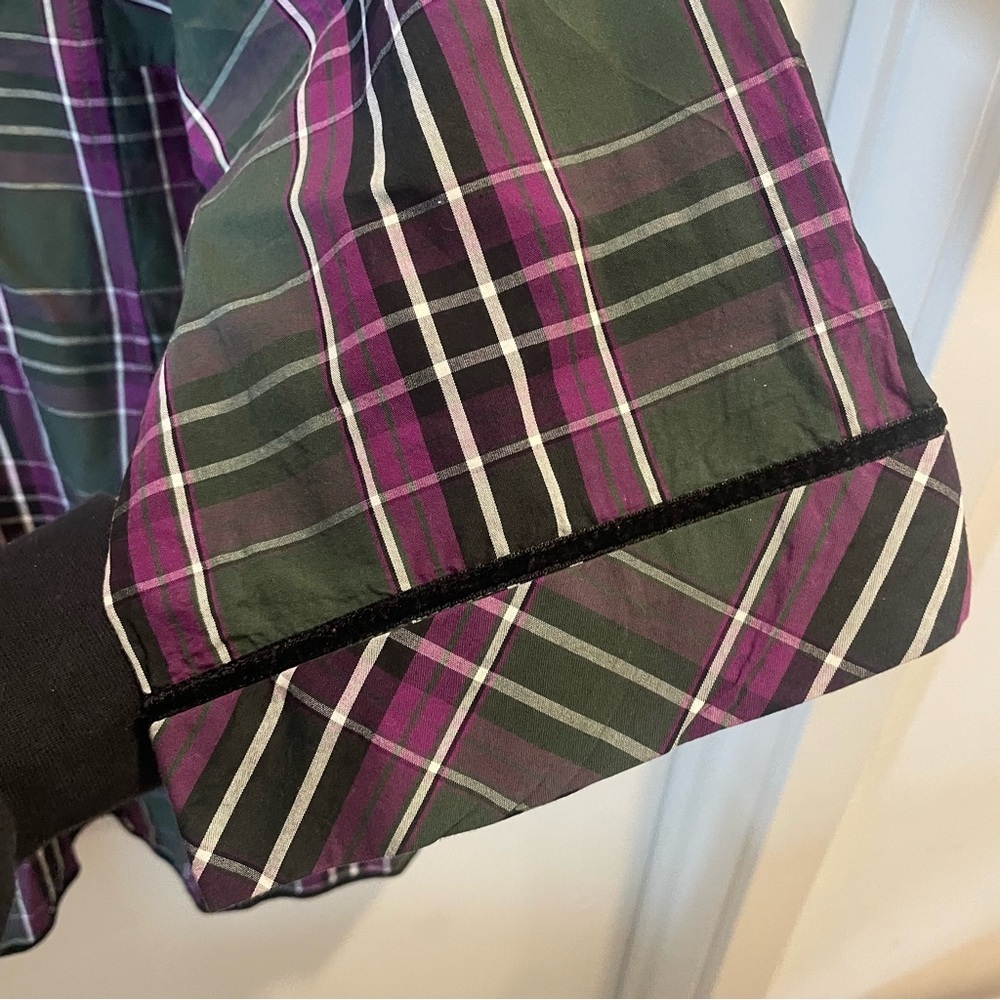 Tuckernuck Aubergine Tartan Indre Dress Womens Purple Tunic Velvet Trim Sz XS - Picture 12 of 13